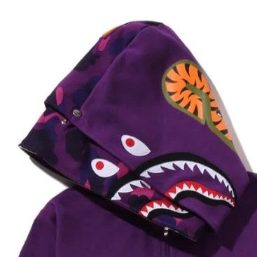 BAPE COLOR CAMO SHARK FULL ZIP DOUBLE HOODIE 1M30-115-009