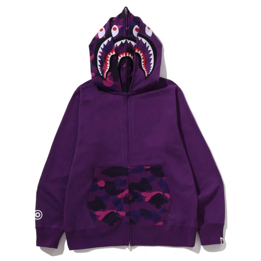 BAPE COLOR CAMO SHARK FULL ZIP DOUBLE HOODIE 1M30-115-009