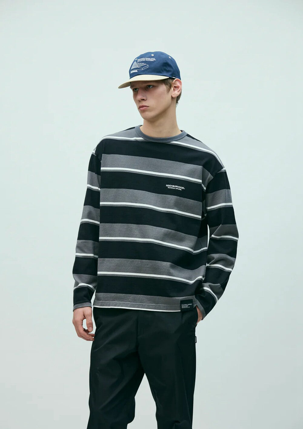 NEIGHBORHOOD BORDER CREW NECK LS 261UWNH-CSM12